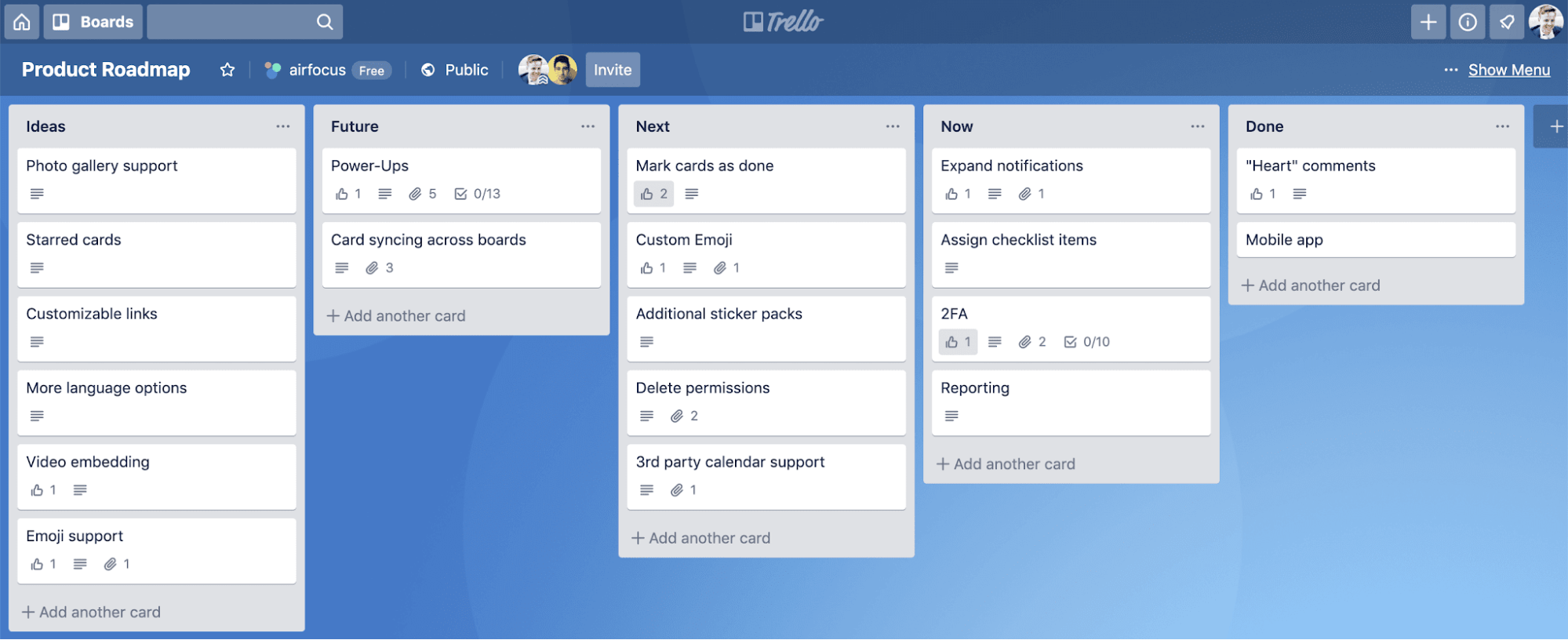 product roadmap examples